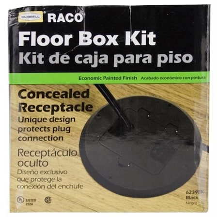 Hubbel Electric Raco Black Concealed Receptacle Floor Box Kit  6239BK